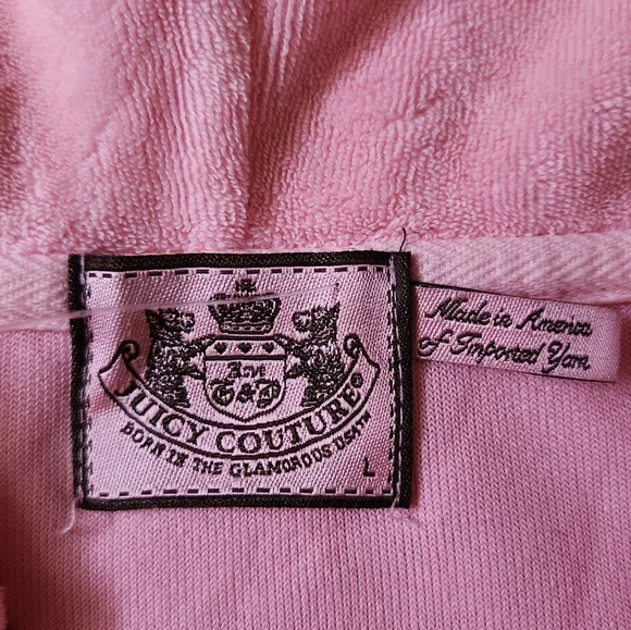 Juicy Couture "Juicy Made me Do It" vintage  bubblegum pink terry jacket Large - Picture 4 of 8